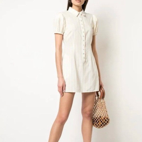 WeWoreWhat Elle Striped Mini Shirt Dress. - Picture 1 of 13